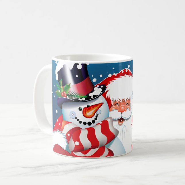 Ceramic Coffee Mug-Santa & Frosty Mug (Front Left)