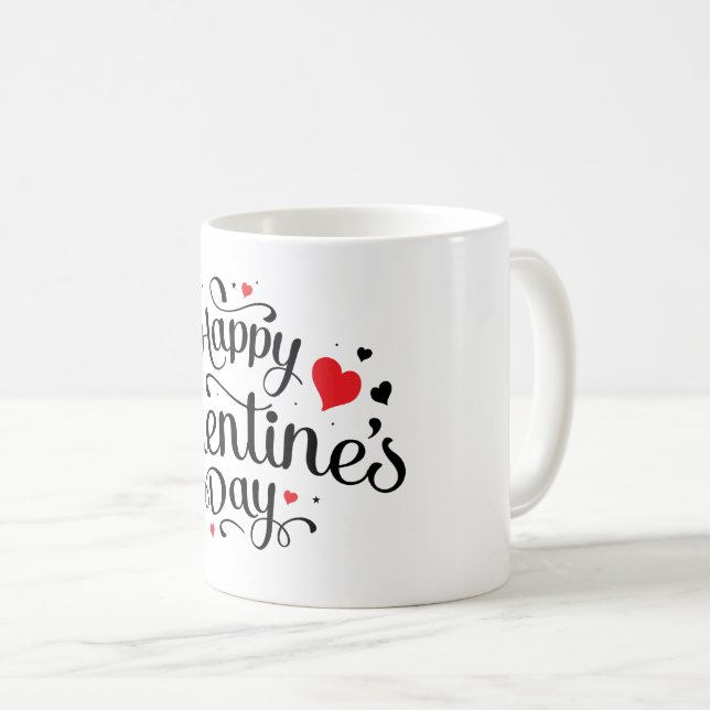 Ceramic Coffee Mug-Valentine Hearts Coffee Mug (Front Right)