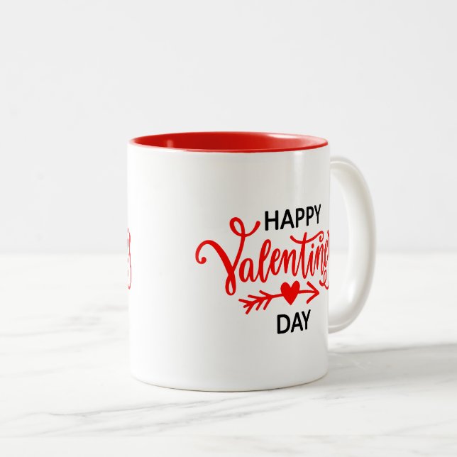 Ceramic Coffee Mug-Valentine Hearts Two-Tone Coffee Mug (Front Right)