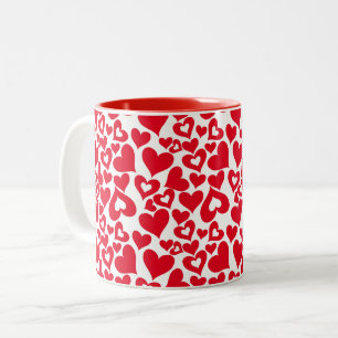 Ceramic Coffee Mug-Valentine Hearts Two-Tone Coffee Mug