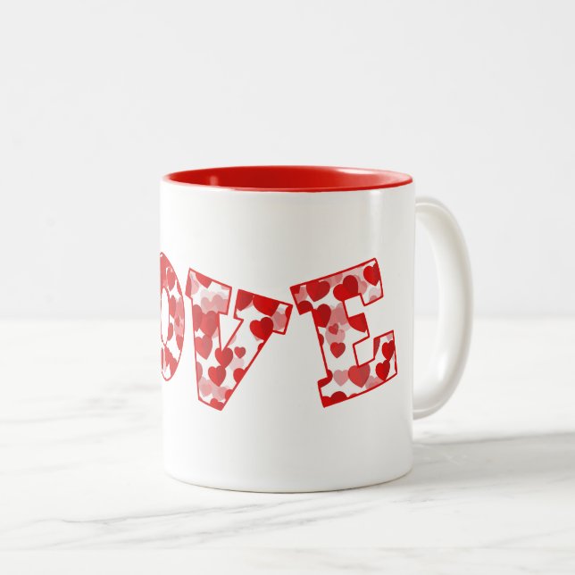 Ceramic Coffee Mug-Valentine Hearts Two-Tone Coffee Mug (Front Right)