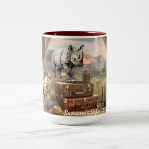 Ceramic Coloured Coffee Mug, Vintage Safari Style Two-Tone Coffee Mug
