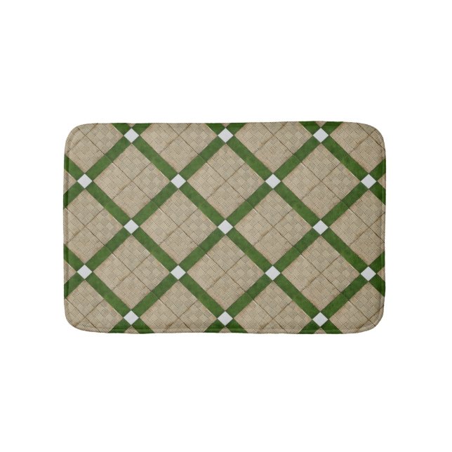 Ceramic Concrete Diagonal Tiles Mediterranean Bath Mat (Front)