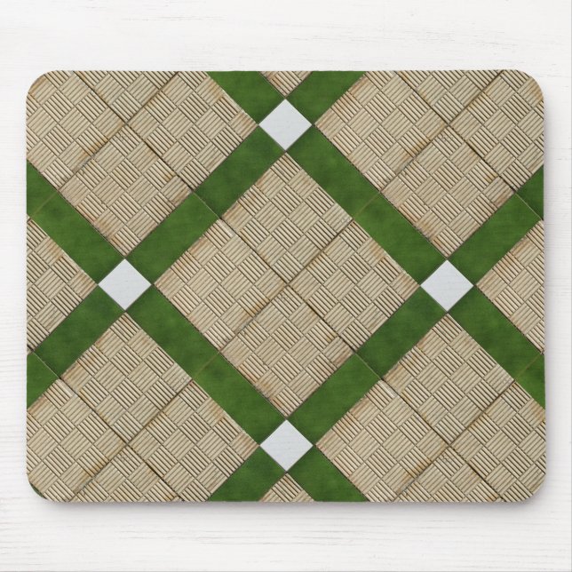 Ceramic Concrete Tiles Diagonal Green Grey Mouse Mat (Front)