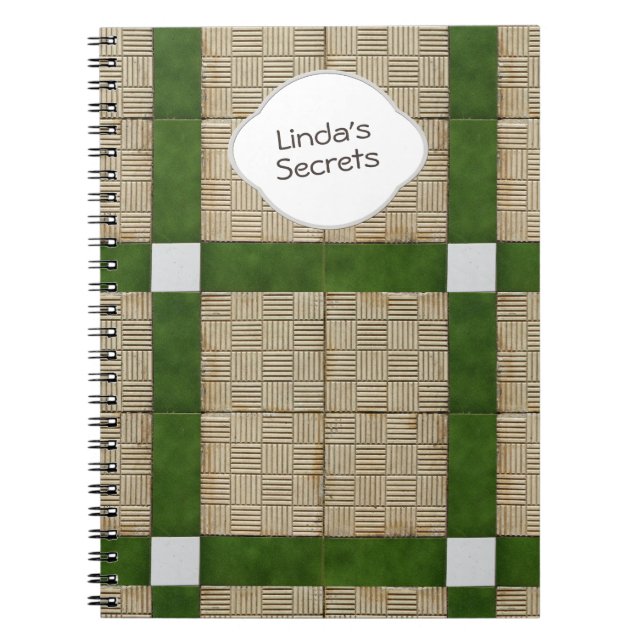 Ceramic Concrete Tiles Green Grey Text Notebook (Front)