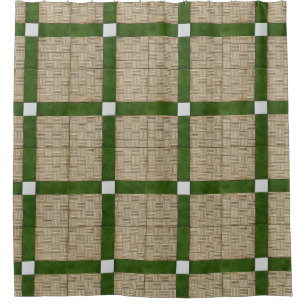 Ceramic Concrete Tiles Mediterranean Pattern Shower Curtain