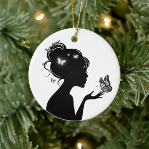 Ceramic Decoration The White Butterfly Woman