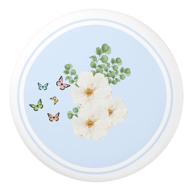 Ceramic Door Knob - Floral  (Front)