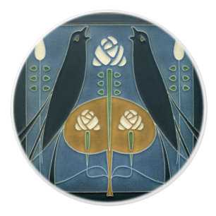 Ceramic Door nad cupboard Knobs - Birds Roses