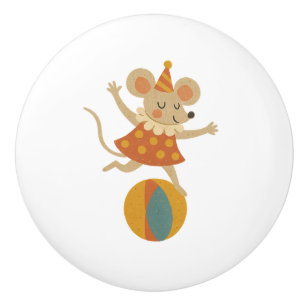 Ceramic Drawer Pull - Balancing Circus Mouse