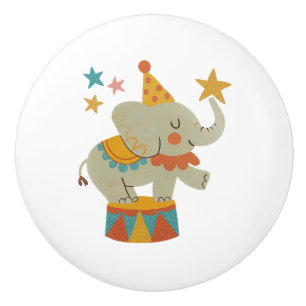 Ceramic Drawer Pull - Performing Circus Elephant