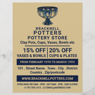 Ceramic Goblet, Pottery Store, Potters Advertising Flyer