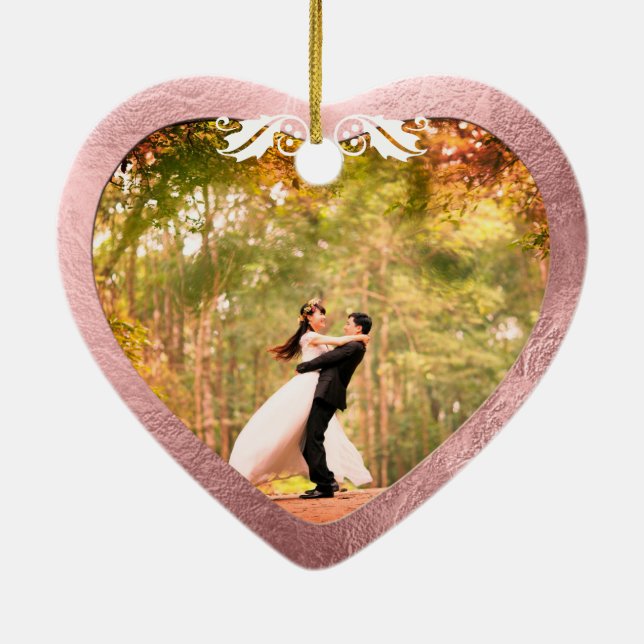 Ceramic Heart Faux Rose Gold+Gold Tree Decoration (Back)