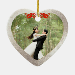 Ceramic Heart Faux Silver+Gold Tree Decoration