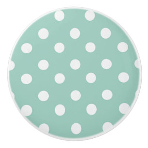 Ceramic Knob - Blue with White Polka Dots