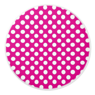 Ceramic Knob - Bright Pink Polka Dots