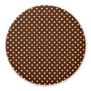Ceramic Knob/Brown Polka Dots Knob
