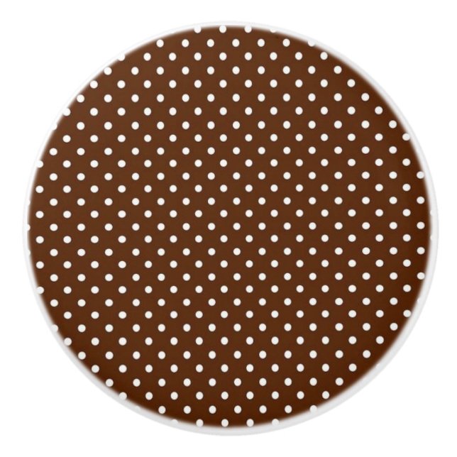 Ceramic Knob/Brown Polka Dots Knob (Front)