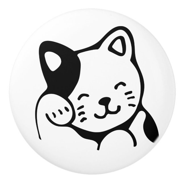 Ceramic Knob. Cat. Knob (Front)