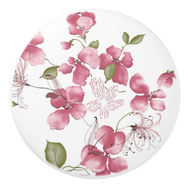 Ceramic Knob/Floral Ceramic Knob (Front)