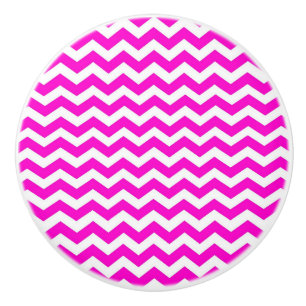 Ceramic Knob/Hot Pink Chevron Ceramic Knob