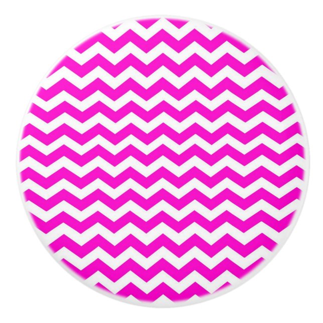 Ceramic Knob/Hot Pink Chevron Knob (Front)
