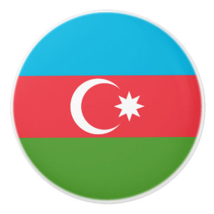 Ceramic knob pull with flag of Azerbaijan