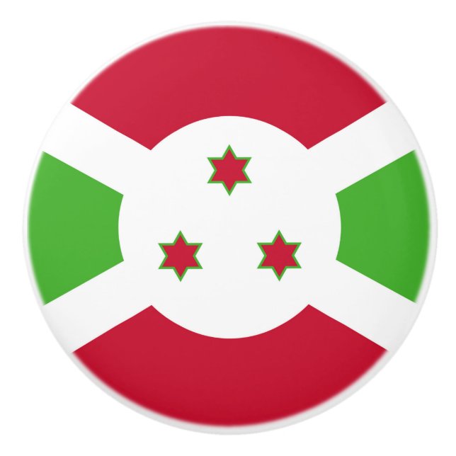 Ceramic knob pull with flag of Burundi (Front)