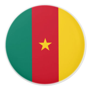 Ceramic knob pull with flag of Cameroon