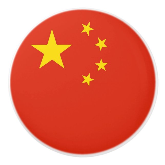 Ceramic knob pull with flag of China (Front)