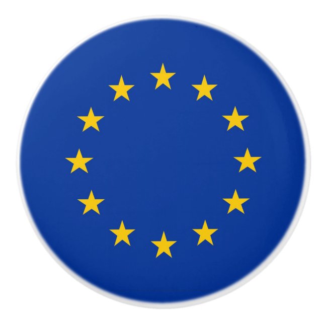 Ceramic knob pull with flag of European Union (Front)