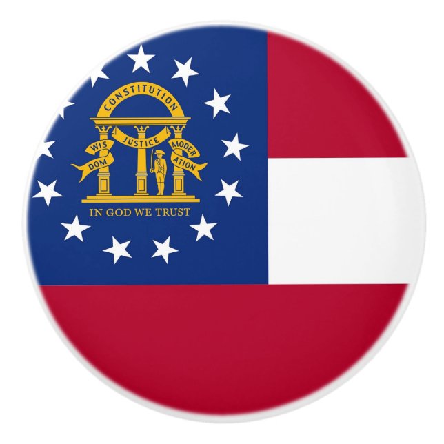 Ceramic knob pull with flag of Georgia, USA (Front)