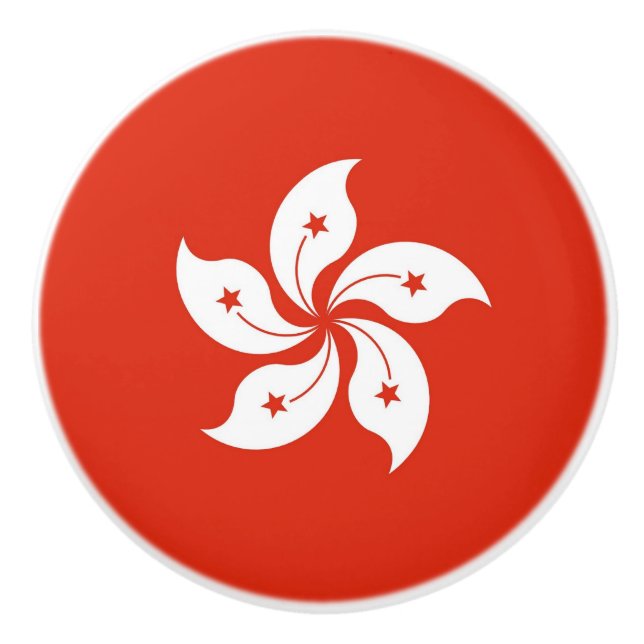 Ceramic knob pull with flag of Hong Kong (Front)