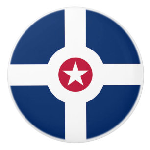 Ceramic knob pull with flag of Indianapolis, USA