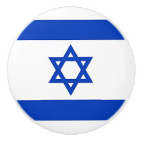 Ceramic knob pull with flag of Israel