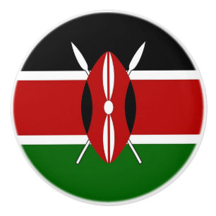 Ceramic knob pull with flag of Kenya