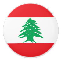 Ceramic knob pull with flag of Lebanon