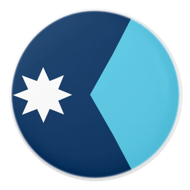 Ceramic knob pull with flag of Minnesota, USA (Front)