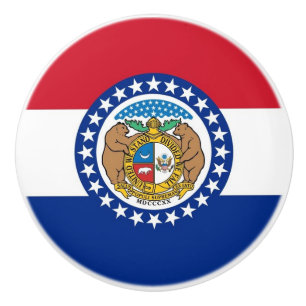Ceramic knob pull with flag of Missouri, USA