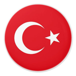 Ceramic knob pull with flag of Turkey
