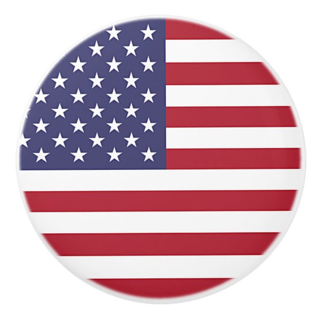 Ceramic knob pull with flag of USA (Front)
