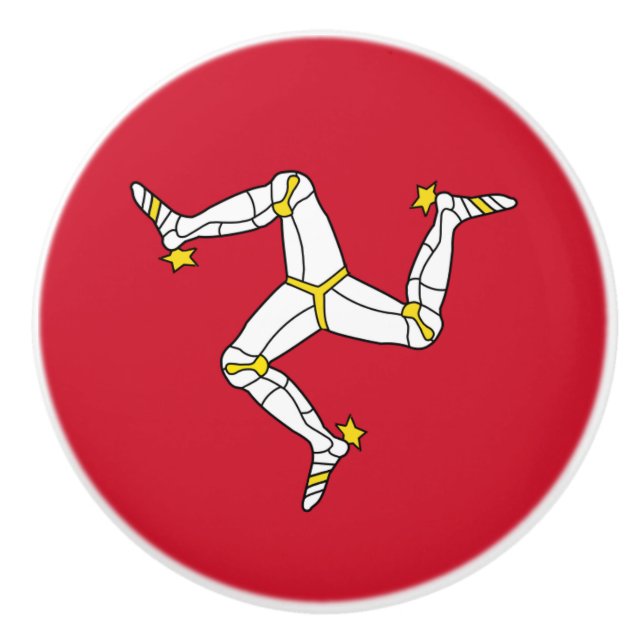 Ceramic knob pull with Isle of Man flag (Front)
