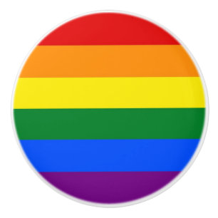Ceramic knob pull with Pride flag of LGBT