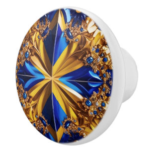 Ceramic knob pull with Sweden Colours