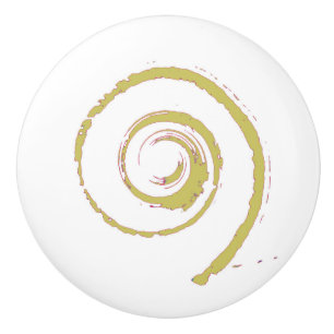 Ceramic Knob with Golden Yellow Twirl