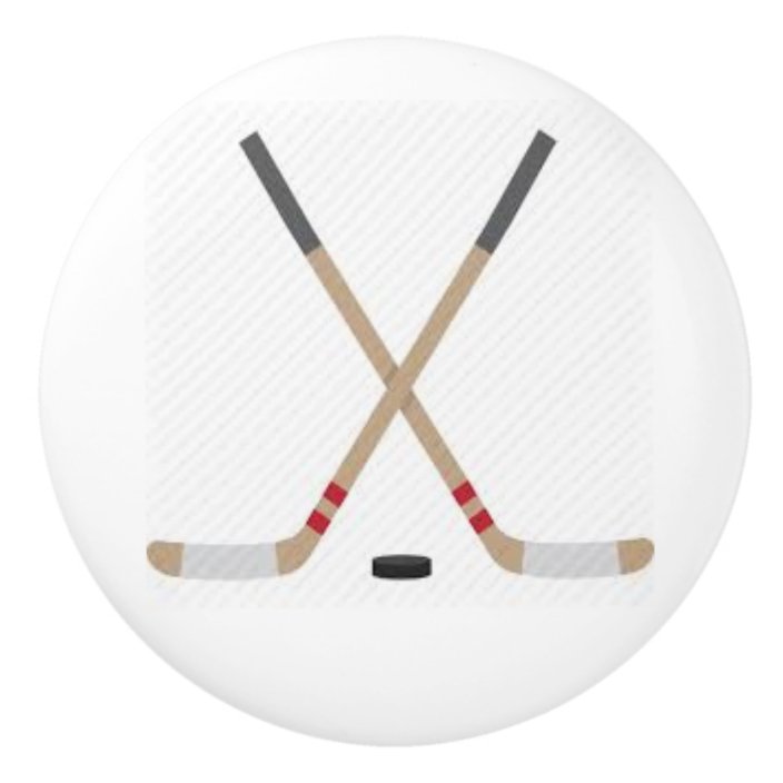 Ceramic Knob with Hockey Sticks and Puck Zazzle.co.uk