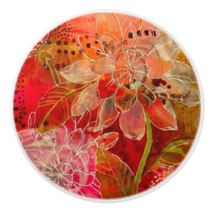 Ceramic Knobs - Flowers Silk Art