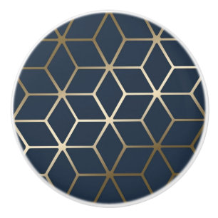 Ceramic Knobs - Geometric Silver and Blue/Grey