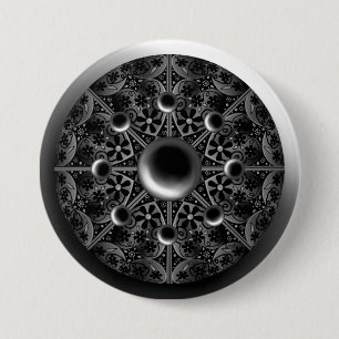 Ceramic Lace Black 7.5 Cm Round Badge
