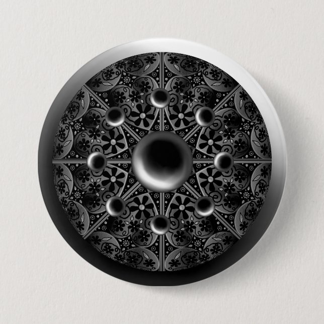Ceramic Lace Black 7.5 Cm Round Badge (Front)